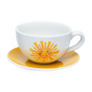Porcelánový čajový šálek Slunce s podšálkem 250ml